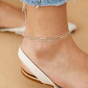 Free People Paperclip Chain Anklet Gold Ankle Bracelet